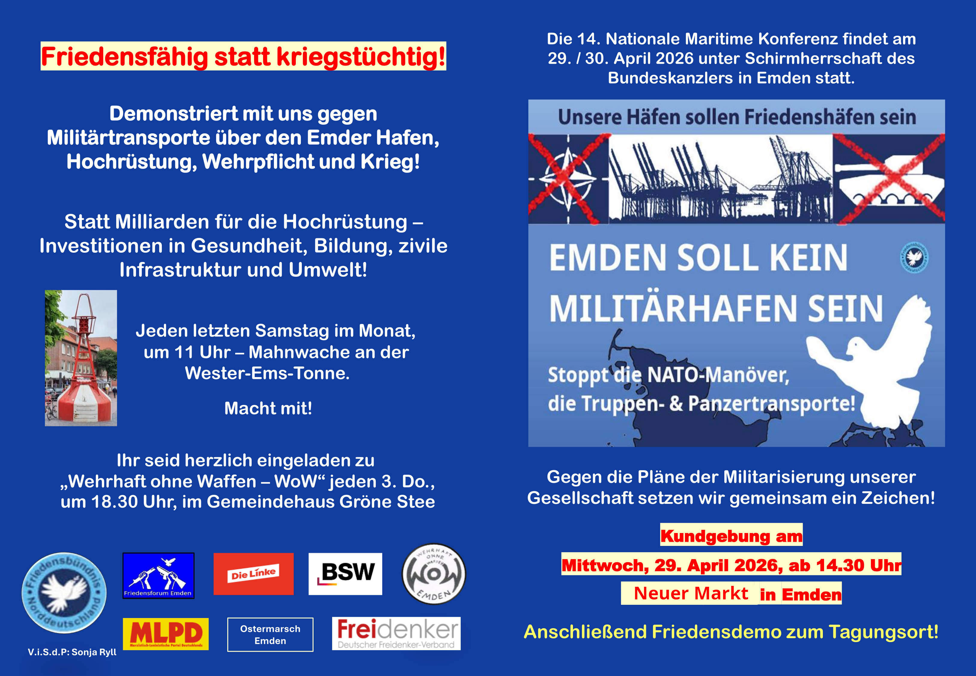 Protest Militarisierung Emden 29.04.2026 Flyer