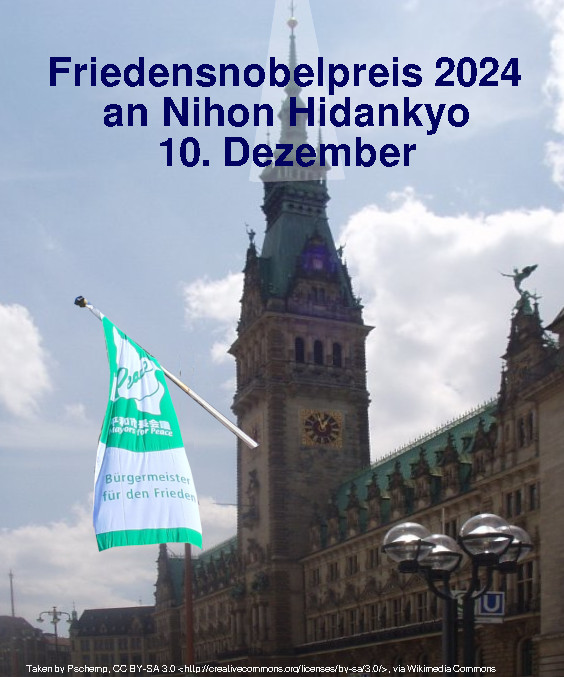 Hamburg Rathaus mit MfPeace Flagge 10.12.2024 Collage