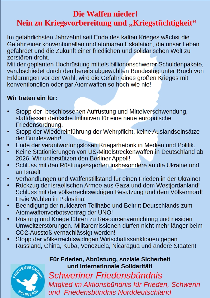 Flyer Ostermarsch Schwerin 2025 Rückseite